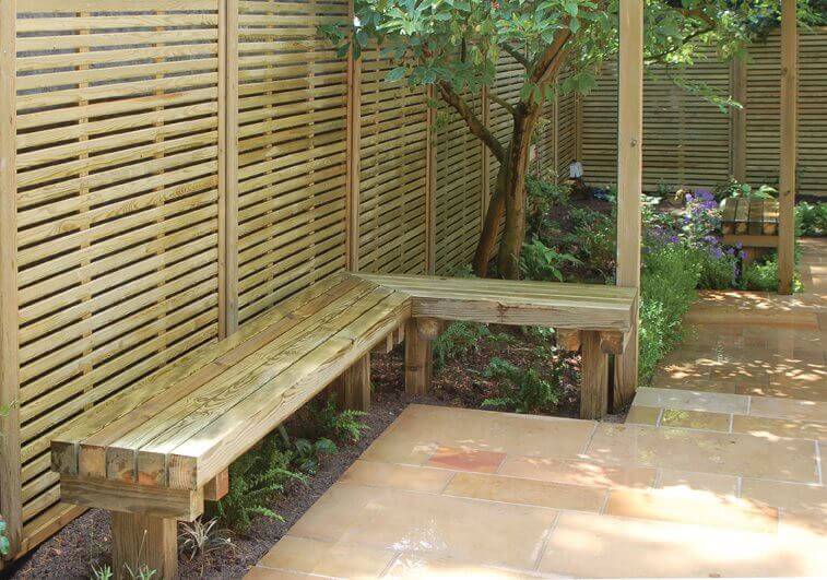 Venetian Fence Panels and Timber Bench Seat
