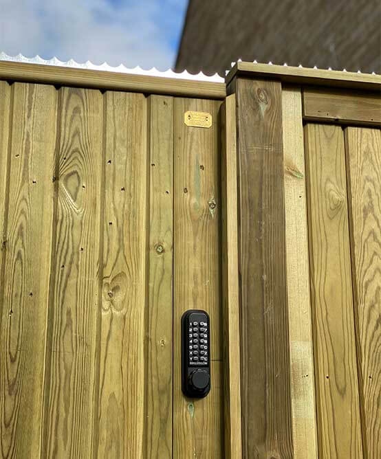 secure garden gate with digital lock