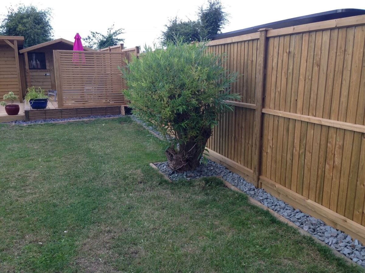 Fencing, wooden Deck and wooden retaining wall