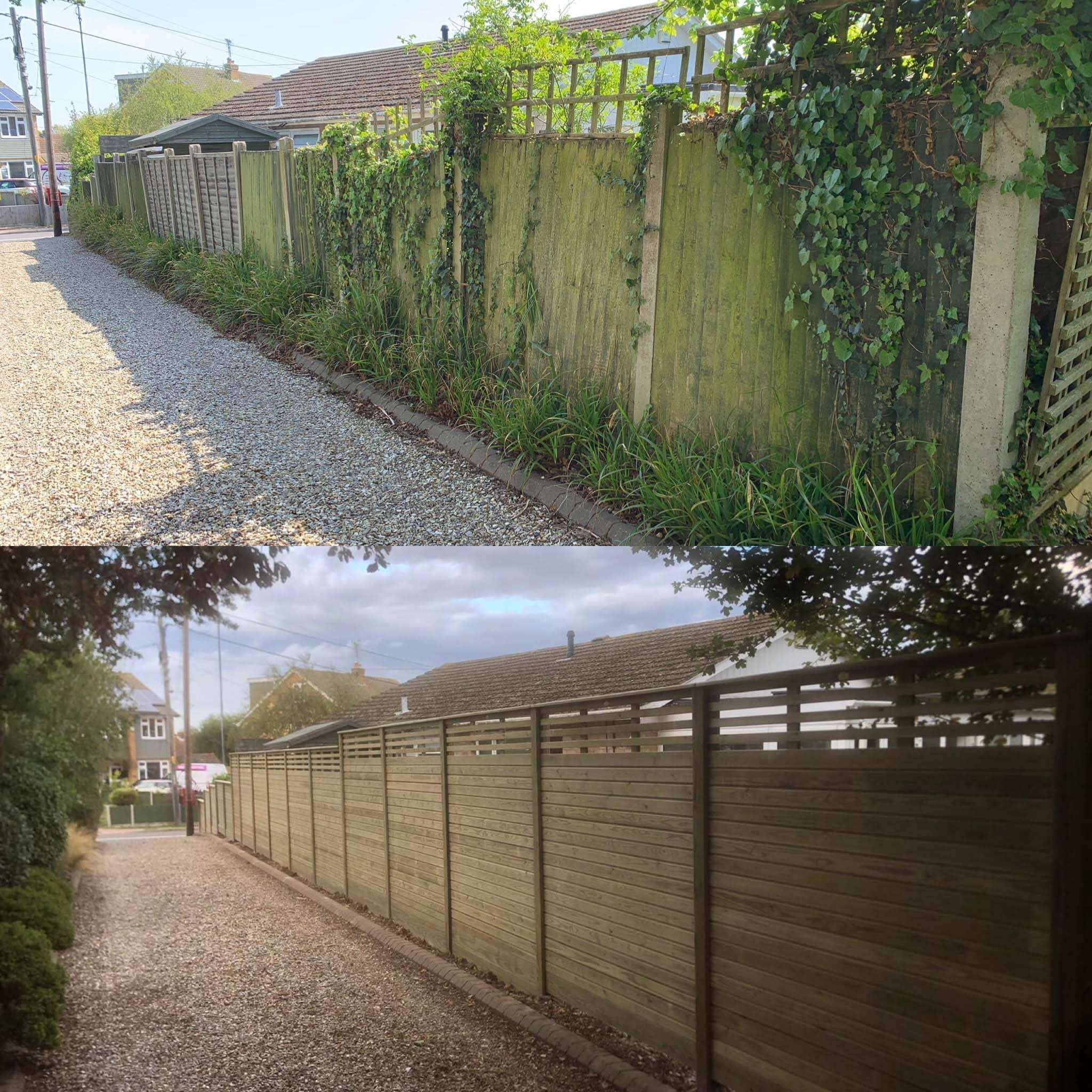 before and after new garden fence