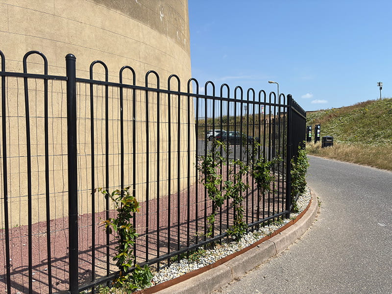 Black metal railings