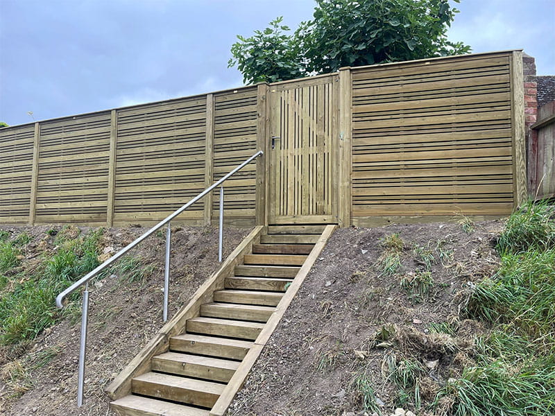 Back garden slatted fence