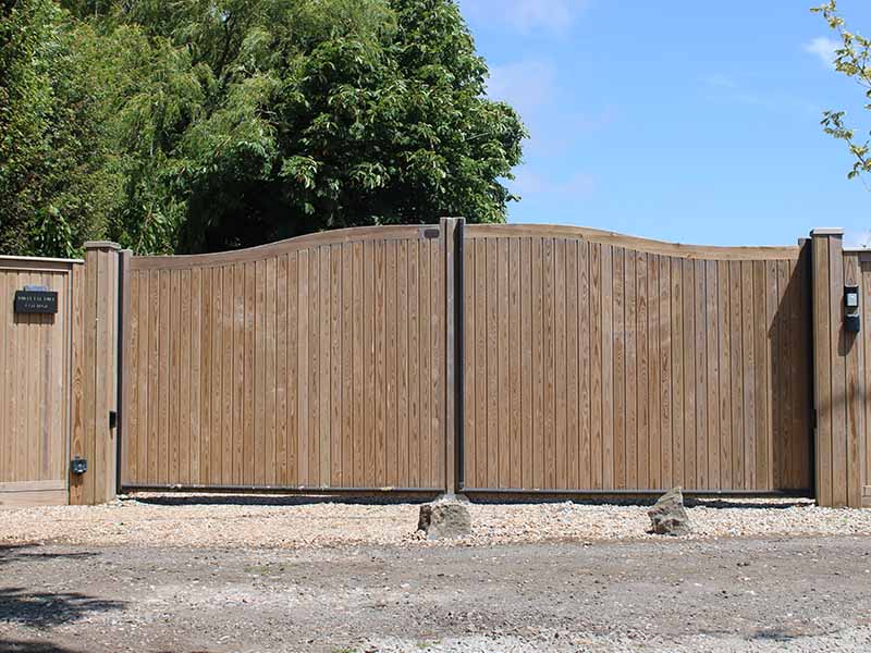 Hythe Courtyard Gates with timber cladding on posts