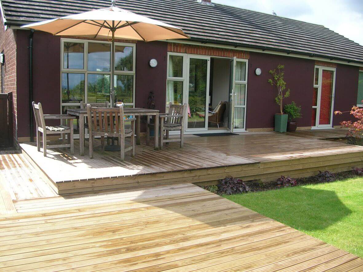 Decking with step into house