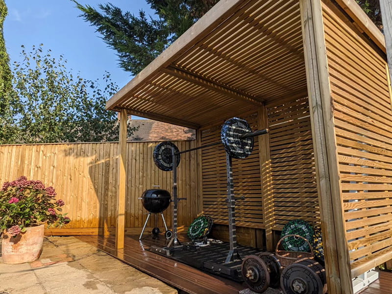 Outdoor gym in shelter