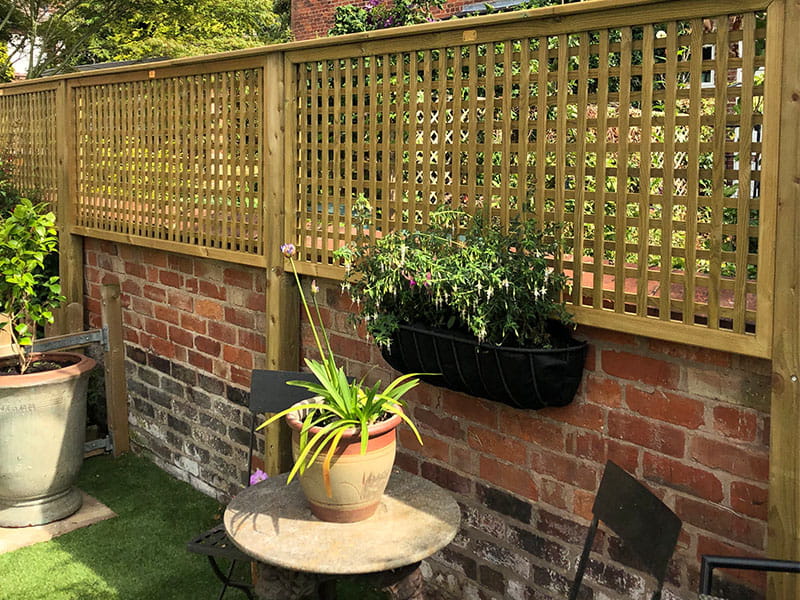 Lattice trellis panels on wall