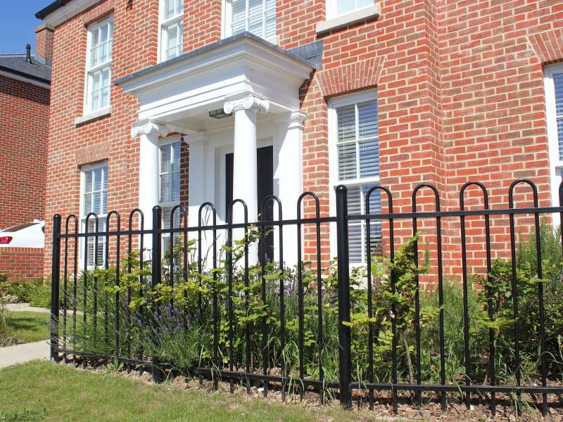 Black front garden metal fencing