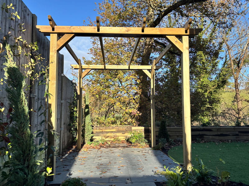 Wooden pergola walkway