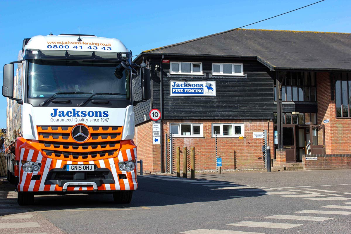 Jacksons Fencing HGV outside Ashford HQ