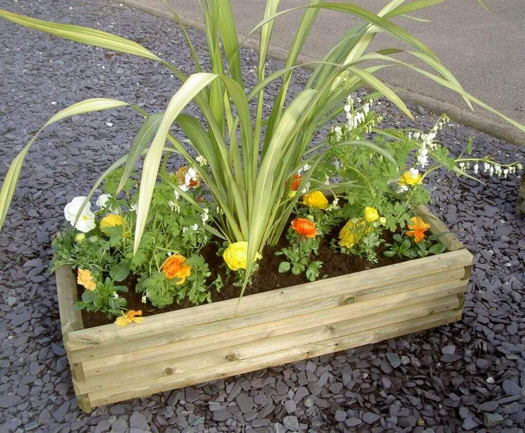 Large wooden flower planter