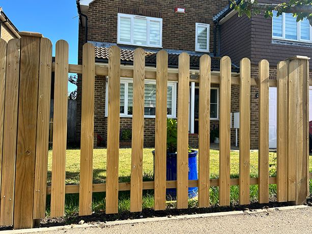 Wooden palisade fencing