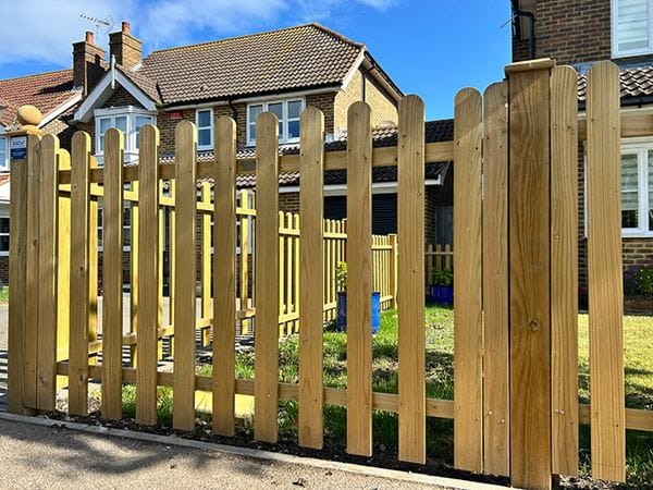 Wooden picket fence panels