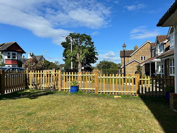 Wooden picket fencing panels