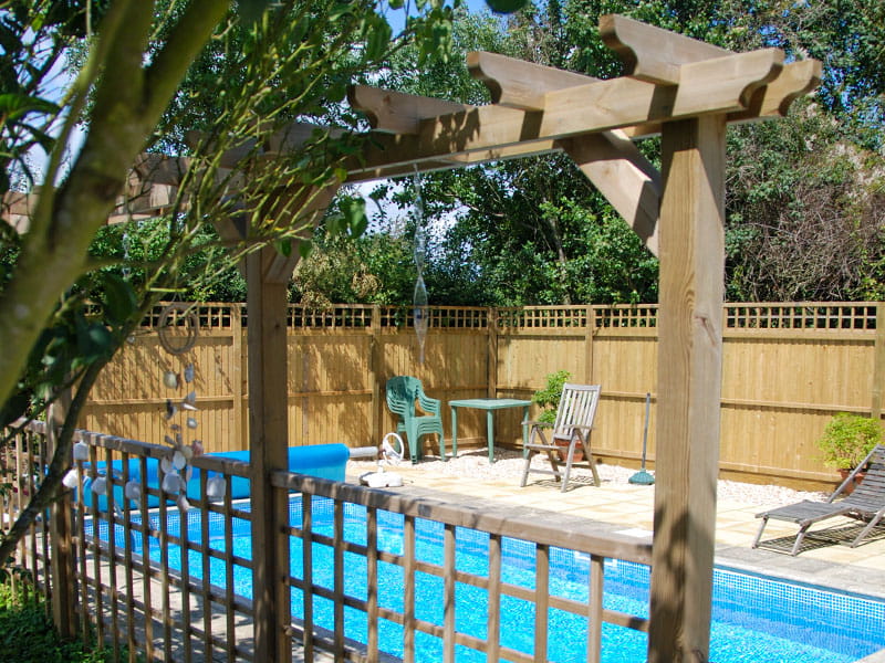Wooden pergola for shaded area