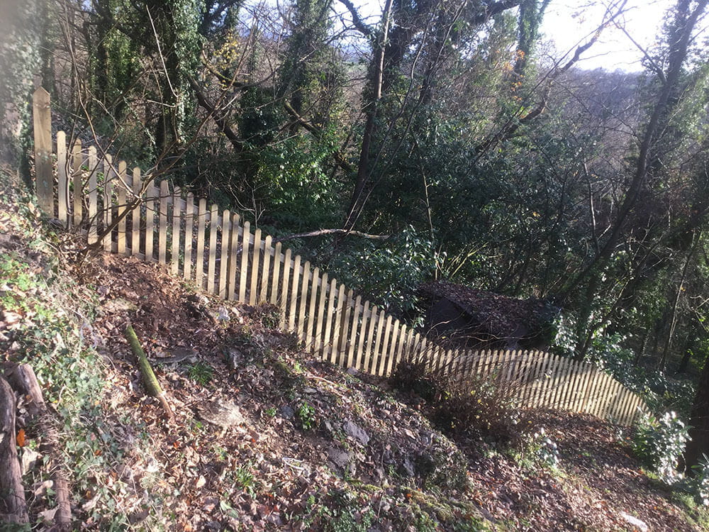 Wooden Fencing on steep slope