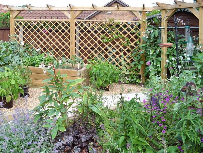 Combine pergolas with trellis to provide support for climbing plants