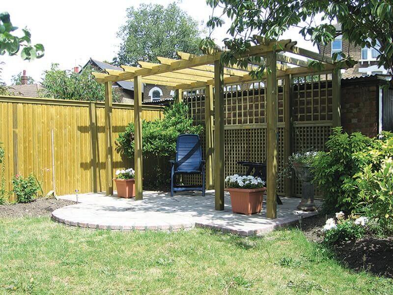 Wooden garden pergola providing shade