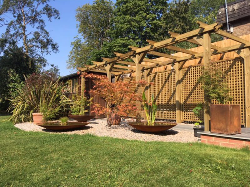 Walkways with Double Garden Pergolas