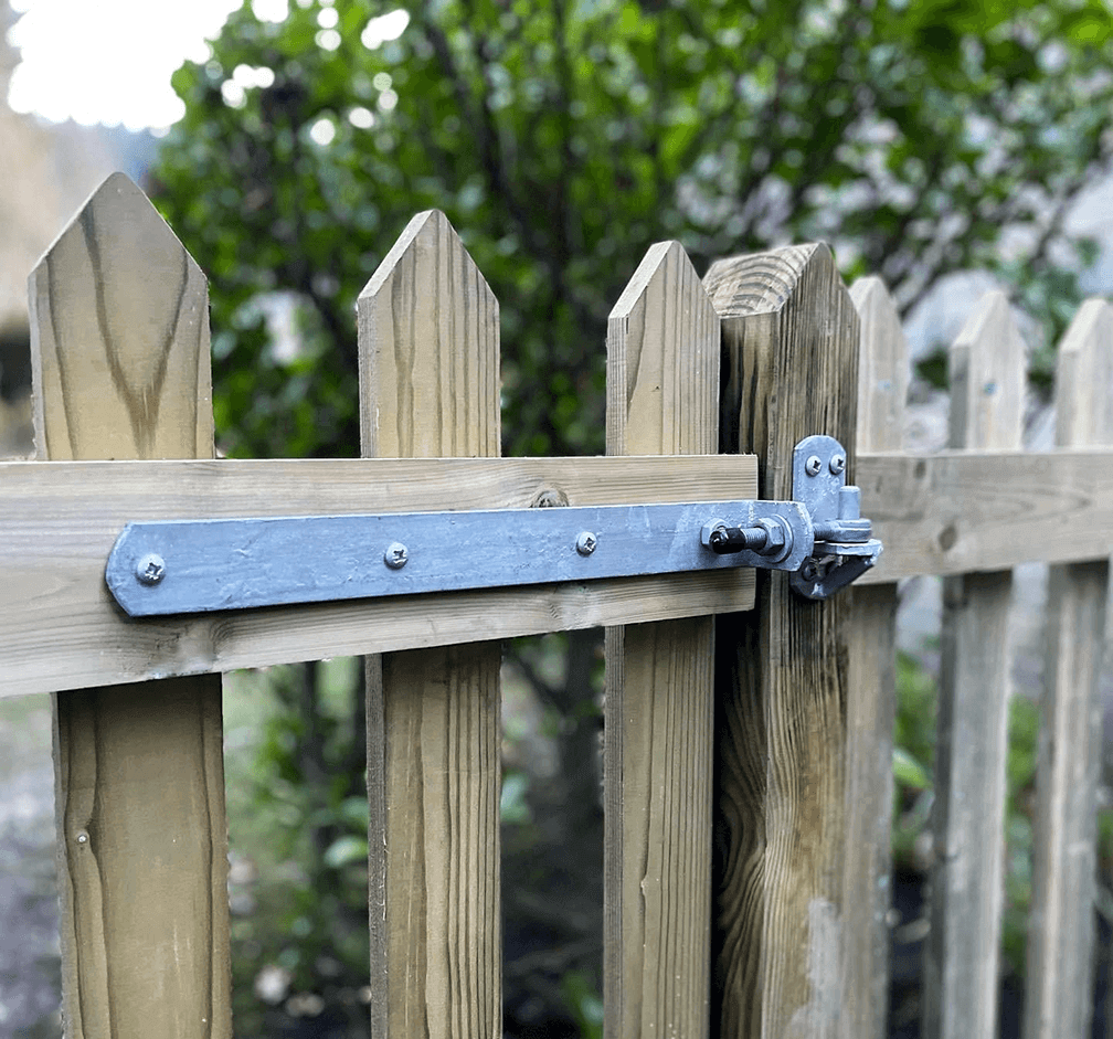 Hook and Band Hinge on picket garden gate