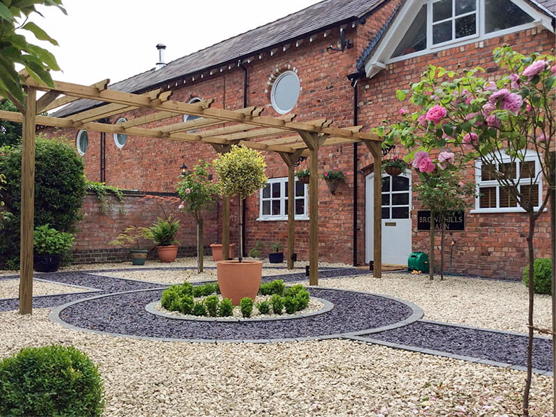 Wooden pergola walkway