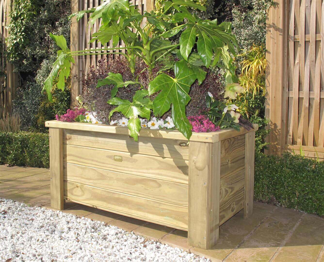 Long premium wooden planter