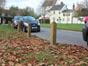 Timber bollards near road
