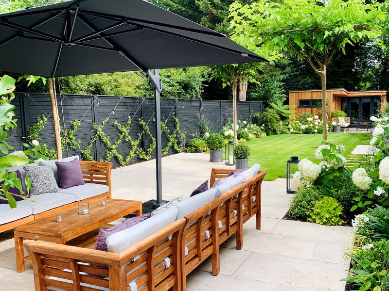 Black painted fence panels