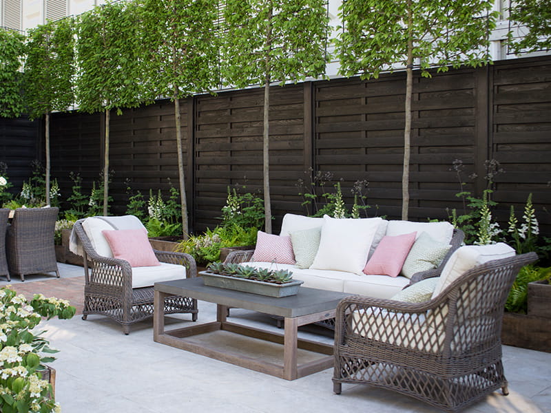 Black painted fence panels