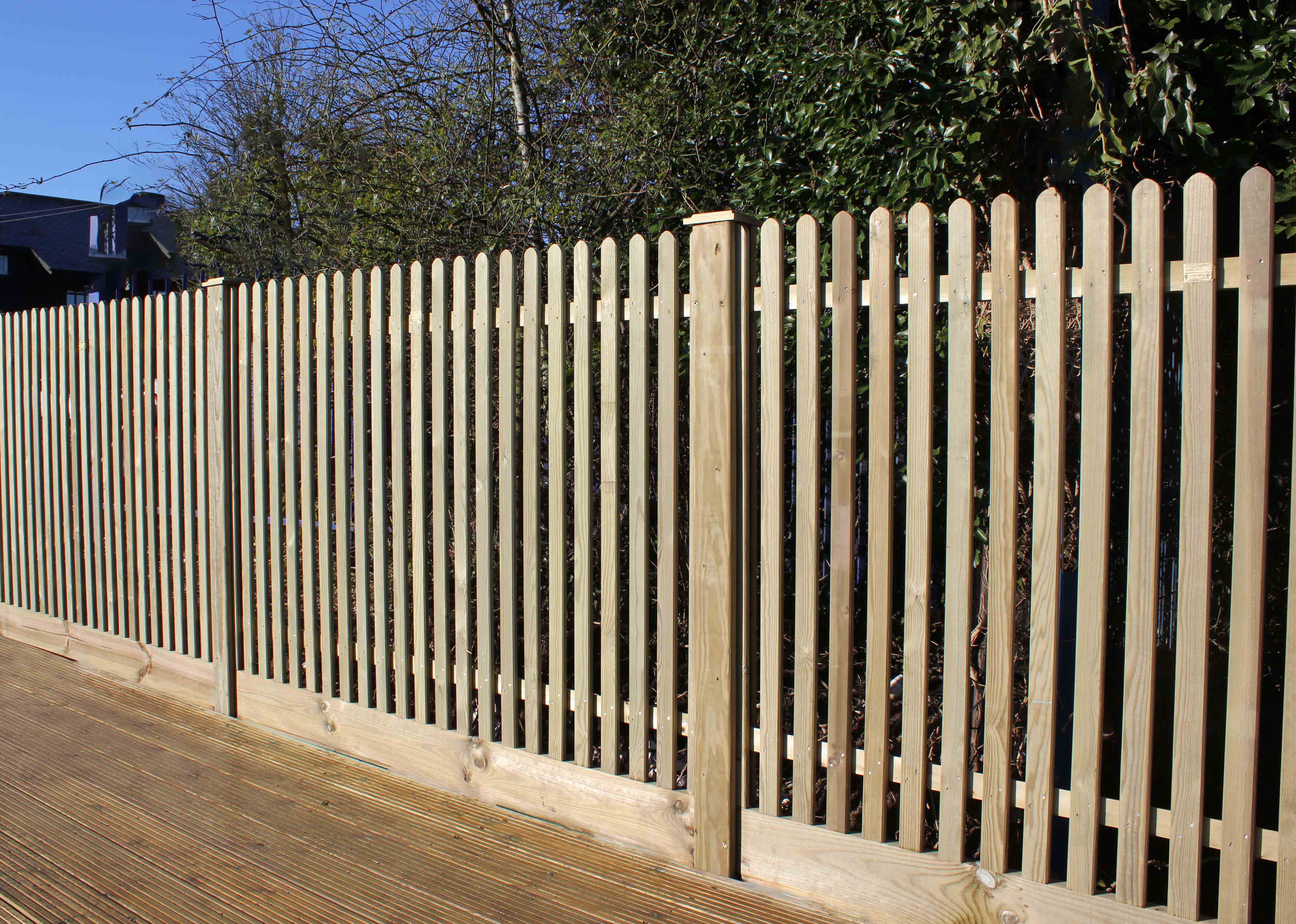Mitre Topped Wooden Palisade Fence Panels | Jacksons Fencing