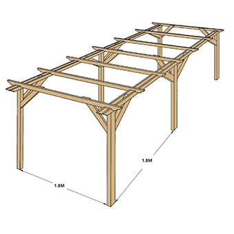 1800mm double pergola