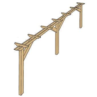 Single wooden pergola