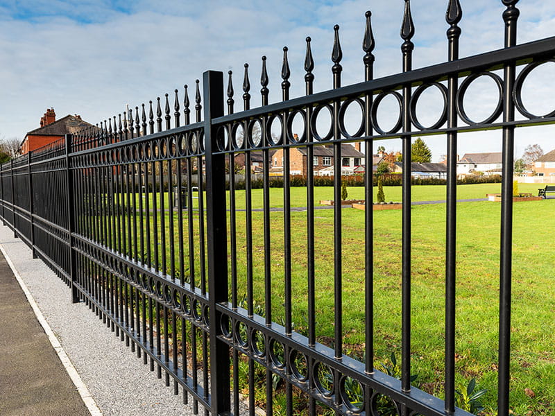 Black ornamental railings 1.5m high