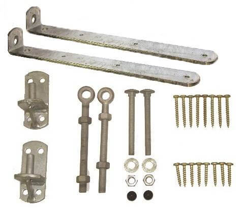 Bent gate hinge set