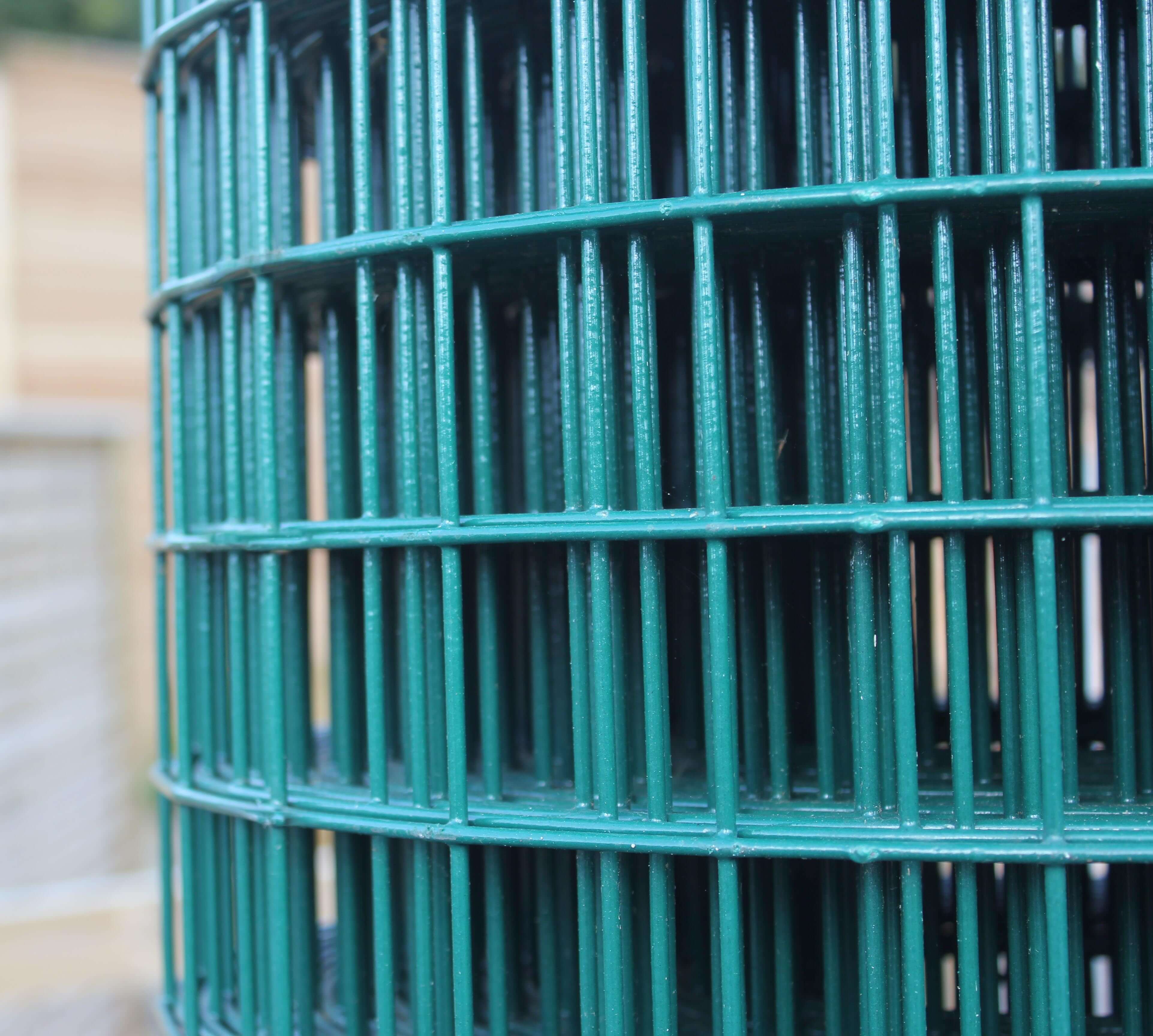 Close up Green PVC welded mesh 25m roll