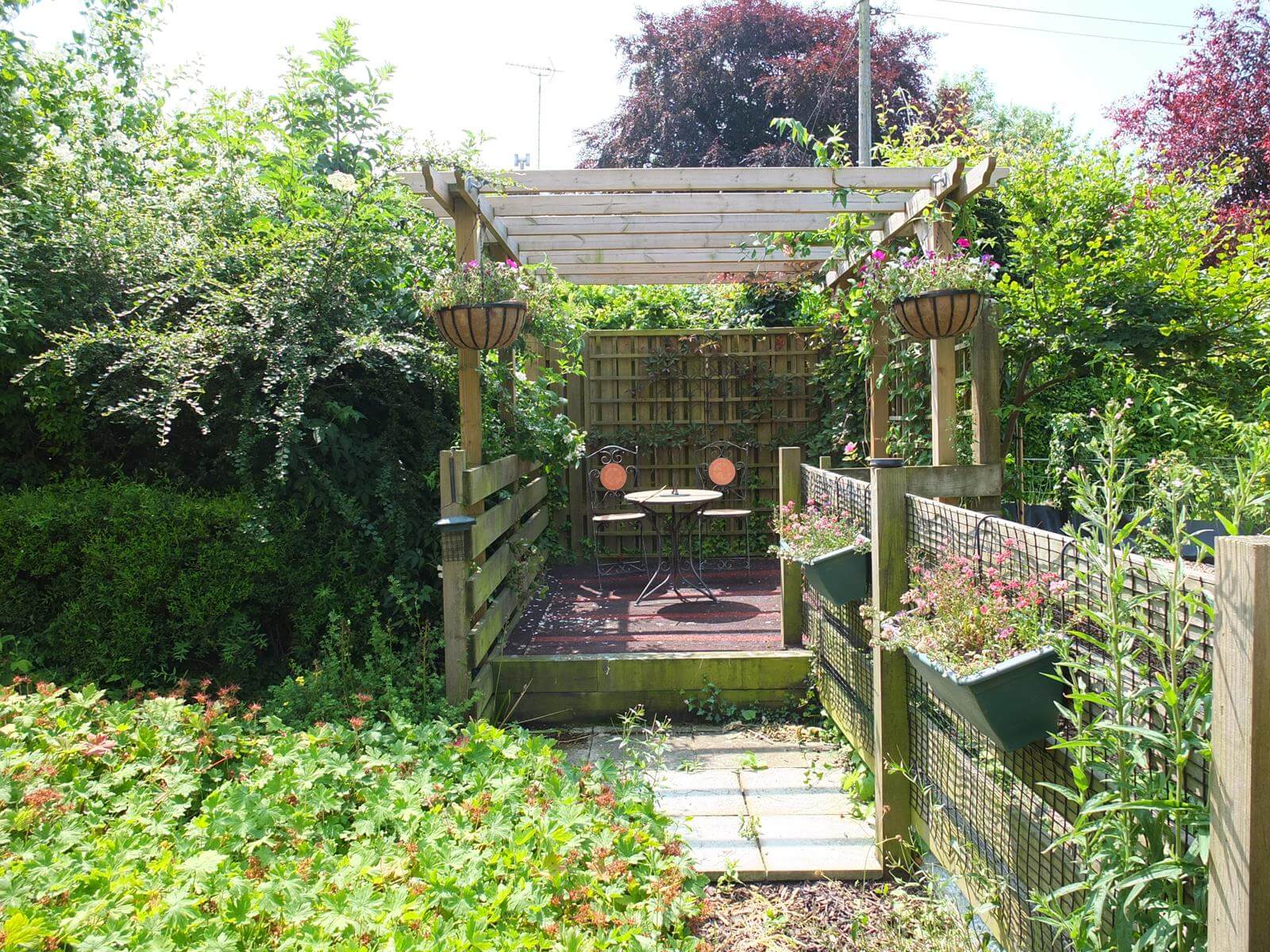 Outdoor seating area with pergola