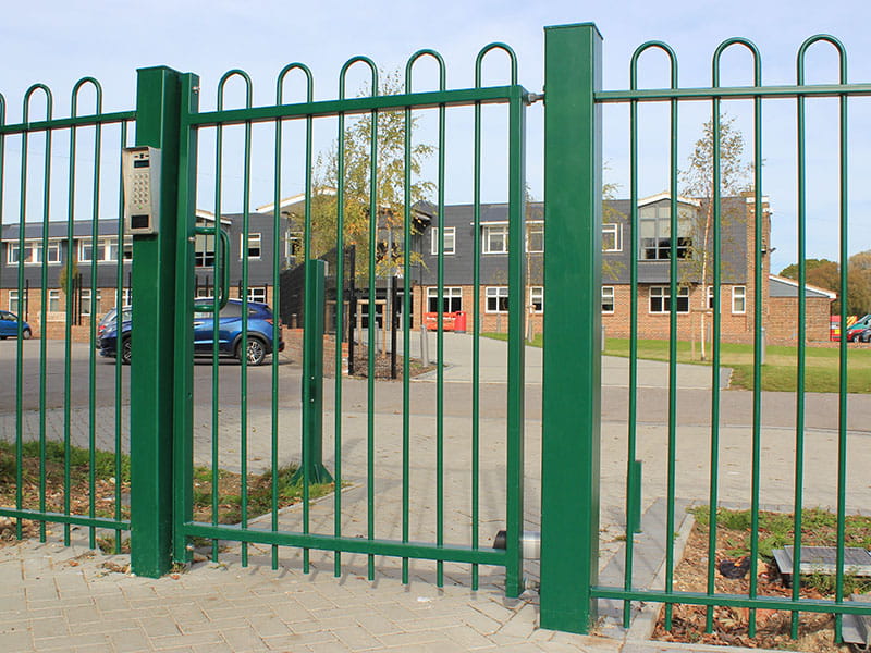 green metal bow top gate